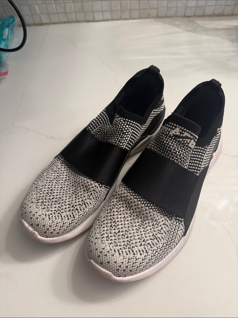 APL Black White Slip On Knit Sneakers Women’s Size 8.5